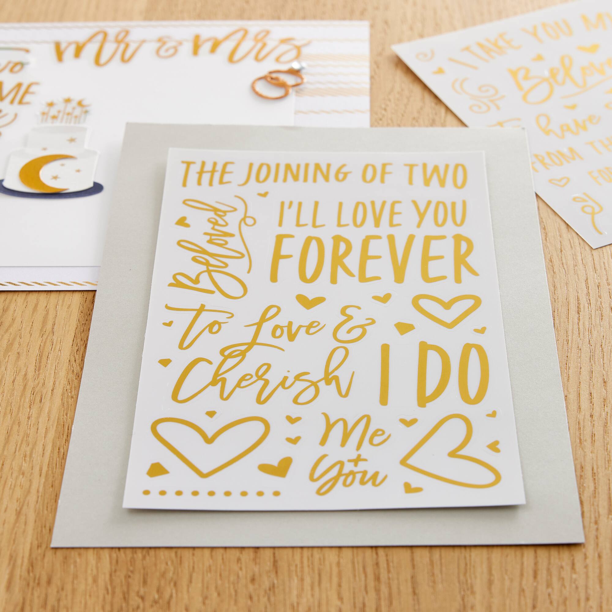 12 Pack: Gold Wedding Phrase Stickers by Recollections™